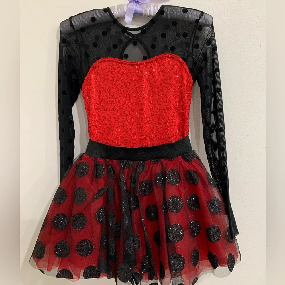 Weissman Red and Black Polka Dot Dance Costume